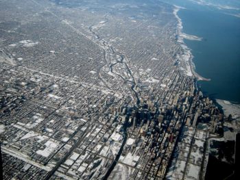 The city of Chicago, as seen from the sky