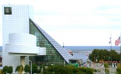 The Rock and Roll Hall of Fame on the shores of Lake Erie.