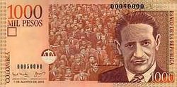 Colombian 1.000 peso bill front