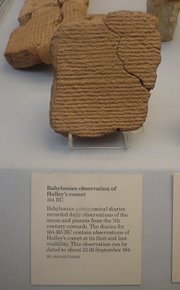 A Babylonian tablet recording the appearance of Halley's comet in 164 BCE.