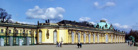 The South or Garden facade and corps de logis of Sanssouci