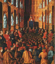 Pope Urban II at the Council of Clermont, where he preached an impassioned sermon to take back the Holy Land.