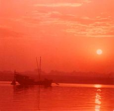 Early morning on the Ganges at the city of Varanasi