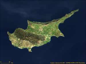 MODIS satellite image of Cyprus.