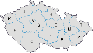 Map of the Czech Republic with regions
