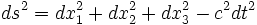 ds^2 = dx_1^2 + dx_2^2 + dx_3^2 - c^2 dt^2