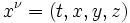 x^\nu=\left(t, x, y, z\right)