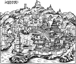 View of Genoa around 1490.