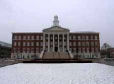 A rare snow seen on the campus of Southern Methodist University.