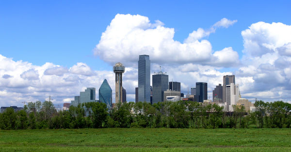 Dallas skyline from the Trinity River floodplain