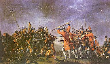 Morier's painting "Culloden" shows the highlanders still wearing the plaids which they normally set aside before battle, where they would fire a volley then run full tilt at the enemy with broadsword and targe in the Highland charge wearing only their shirts