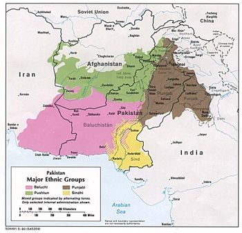 Major ethnic groups in Pakistan and surrounding areas, 1980