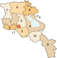 Map of the administrative divisions of Armenia.