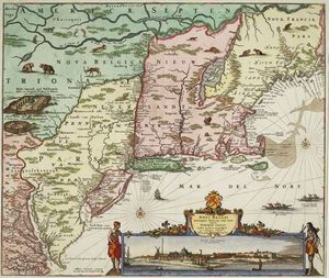 The Jansson-Visscher map of the American Northeast first published by Van der Donck