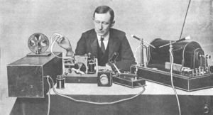 Marconi and equipment, circa 1903