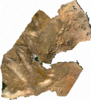 Satellite image of Djibouti, generated from raster graphics data supplied by The Map Library