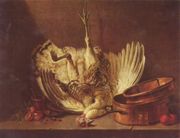 Still life with hanging turkey, Jean-Baptiste Siméon Chardin, 2nd third of 18th century.
