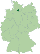 Location of Hamburg in Germany