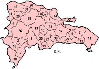 Map of the provinces of the Dominican Republic.