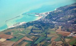 Dover Harbour viewed from a plane