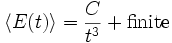 \langle E(t) \rangle = \frac{C}{t^3} + \textrm{finite}\,