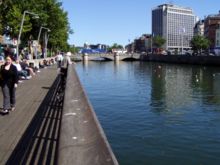 The River Liffey divides the city