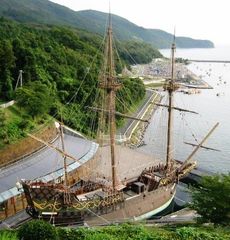 A replica of the Japanese-built galleon San Juan Bautista, in Ishinomaki, Japan.