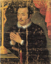 Hasekura in prayer, following his conversion in Madrid in 1615.