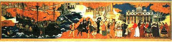 Hasekura's embassy to the Pope in Rome in 1615. Japanese painting, 17th century.