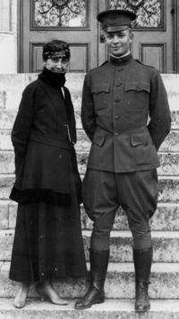 Eisenhower with his wife Mamie on the steps of St. Mary's University of San Antonio, Texas, in 1916.