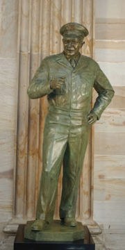 The bronze statue of Eisenhower that stands in the rotunda.