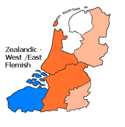 Position of West Flemish/Zealandic within the Dutch speaking area (mainland only)