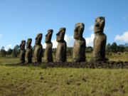 Ahu Akivi, the only moai facing the ocean