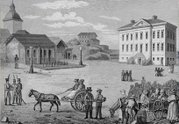 Central Helsinki in 1820 before rebuilding. Drawing by Carl Ludvig Engel.