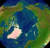 Satellite image of the Arctic surface