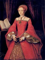 Princess Elizabeth, age 13 in 1546, thought to have been painted by Levina Teerlinc