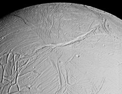 Figure 6: Enceladus' Europa-like surface near the fracture Labtayt Sulci, imaged by Cassini, 17 February 2005