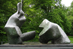 Two Piece Reclining Figure No. 5, Bronze (1963–64), in the grounds of Kenwood House, London.