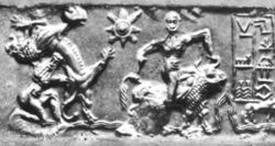Gilgamesh and Enkidu on a cylinder seal from Ur III