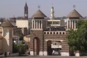 Enda Mariam Orthodox Church, Roman Catholic Cathedral, Al Khulafa Al Rashiudin  Mosque (in the foreground, rear left, and rear right respectively) in the capital Asmara.