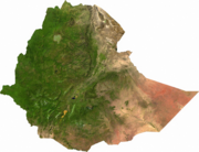 Satellite image of Ethiopia, generated from raster graphics data supplied by The Map Library
