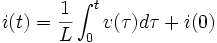 i(t) = \frac{1}{L}   \int_0^tv(\tau) d\tau + i(0)