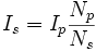 I_s = I_p \frac{N_p}{N_s}