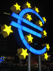 The euro Light Sculpture in Frankfurt
