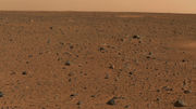 Part of a 360 degree panorama photo of the Gusev crater landing site, taken by NASA's Spirit Rover in 2004