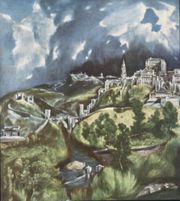 "View of Toledo" by El Greco, 1595/1610 has been pointed out to bear a particularly striking resemblance to 20th century expressionism. Historically speaking it is however part of the Mannerism movement.