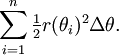 \sum_{i=1}^n \tfrac12r(\theta_i)^2\Delta\theta.