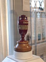 The Ashes urn is reputed to contain a burnt item of cricket equipment, possibly a bail.