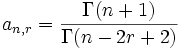 a_{n,r}= \frac{\Gamma(n+1)}{\Gamma(n-2r+2)}