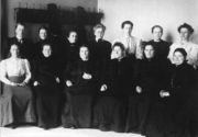 The 13 of 19 women elected to Parliament in 1907. The Finnish Parliament is celebrating its centenary in 2006–2007.